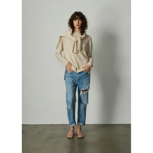 ALEGER Cashmere Oversized Long Line Crew 284 - Pearl Shell