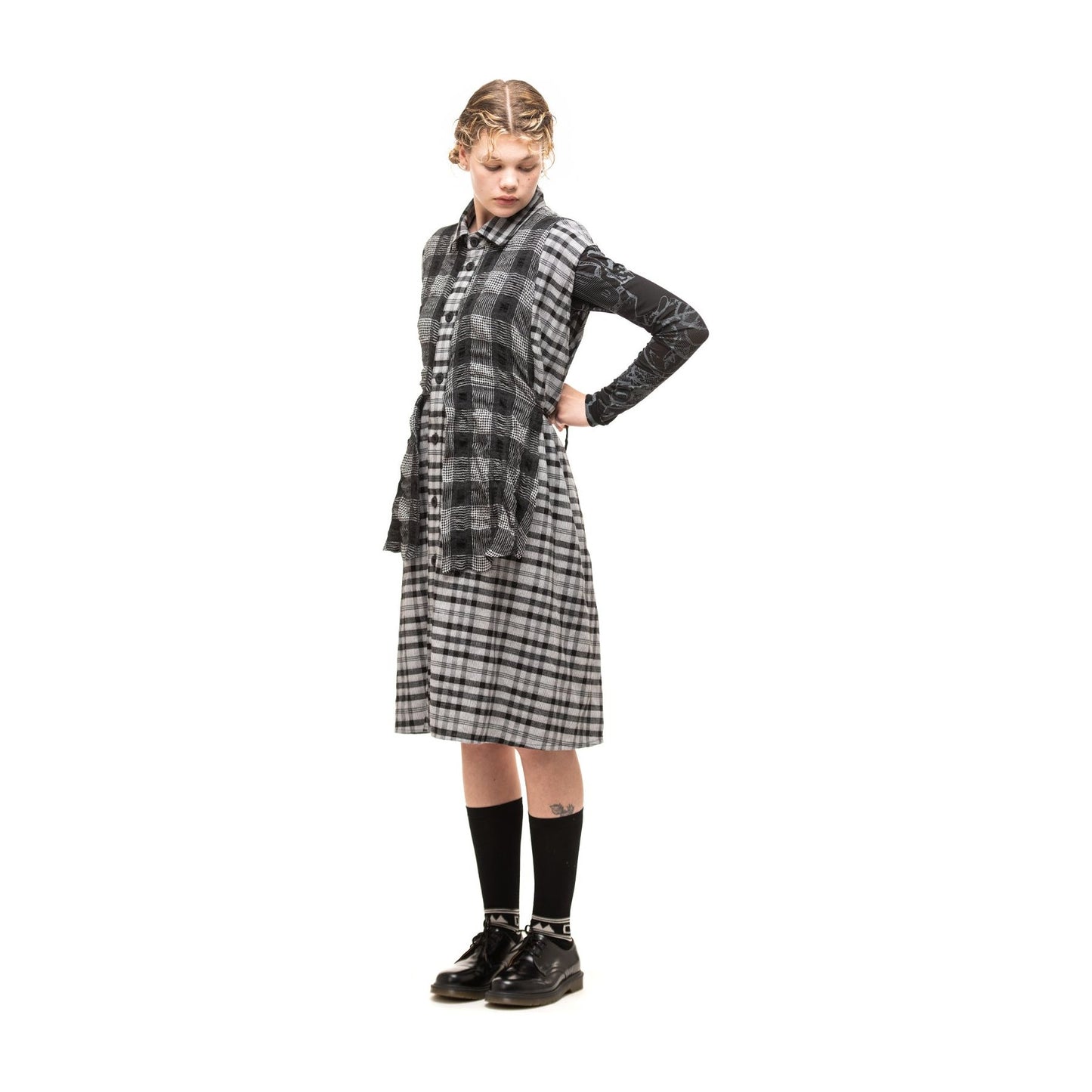 Nom*D Check It Out Shirt Dress - Black