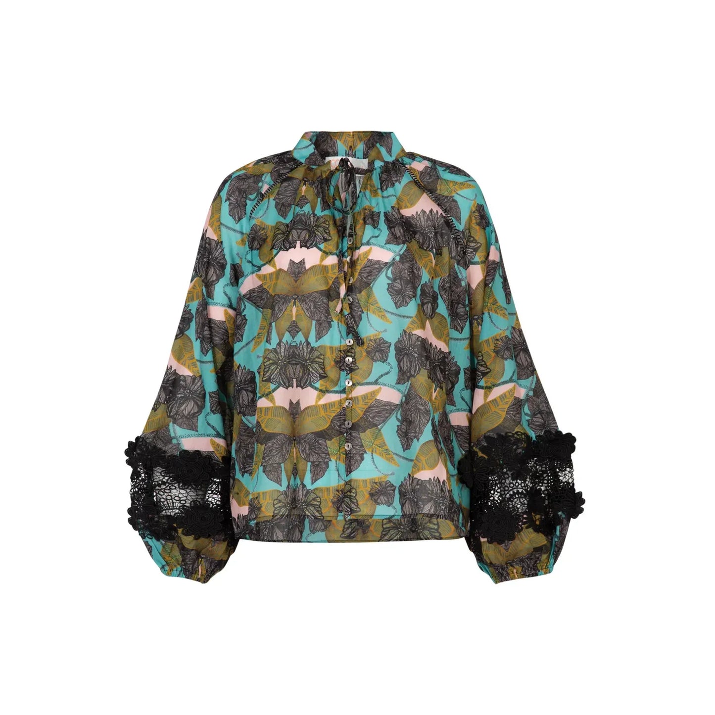 Coop Lace to The Top Blouse - Blue & Olive