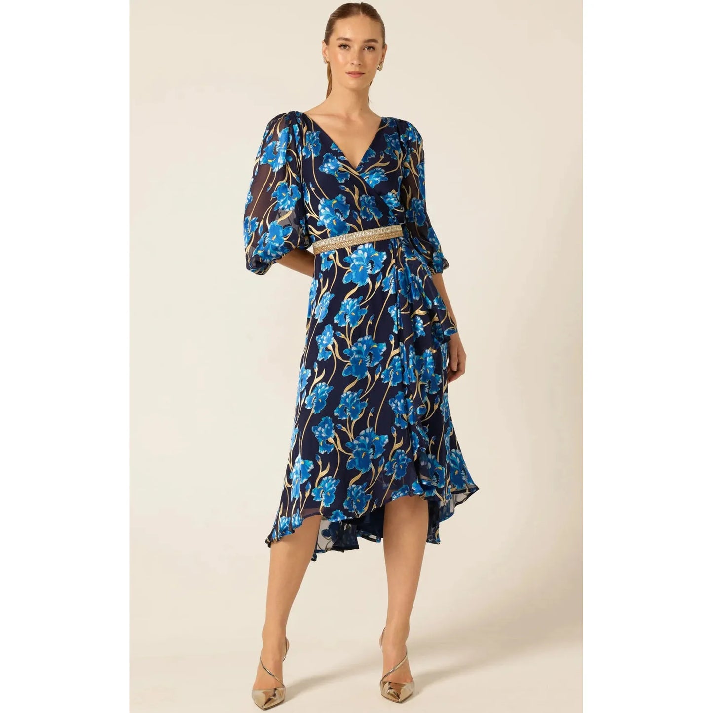 Sacha Drake Linee Wrap Midi Dress - Blue Iris