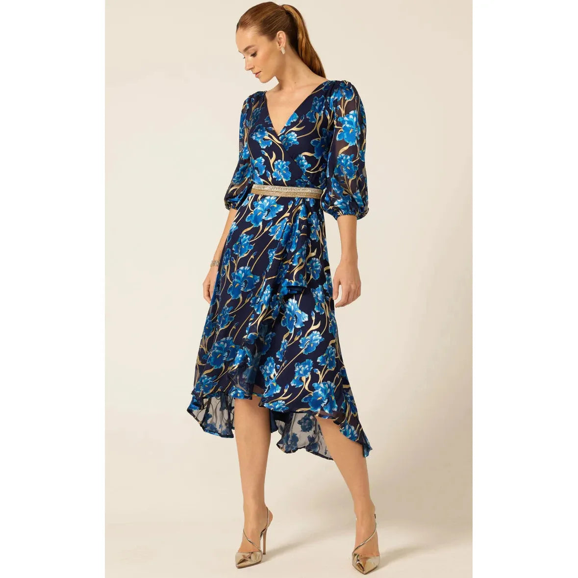 Sacha Drake Linee Wrap Midi Dress - Blue Iris
