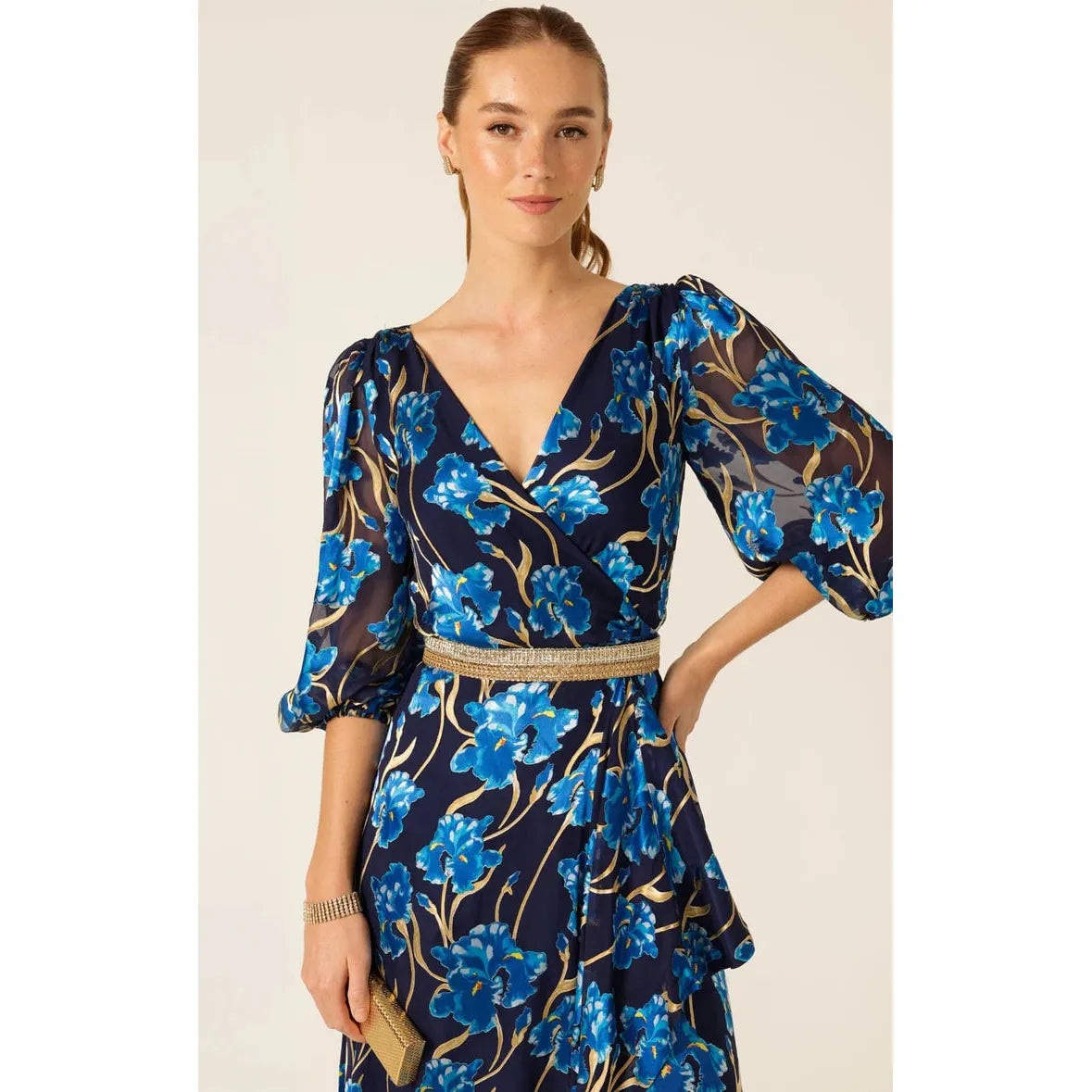 Sacha Drake Linee Wrap Midi Dress - Blue Iris