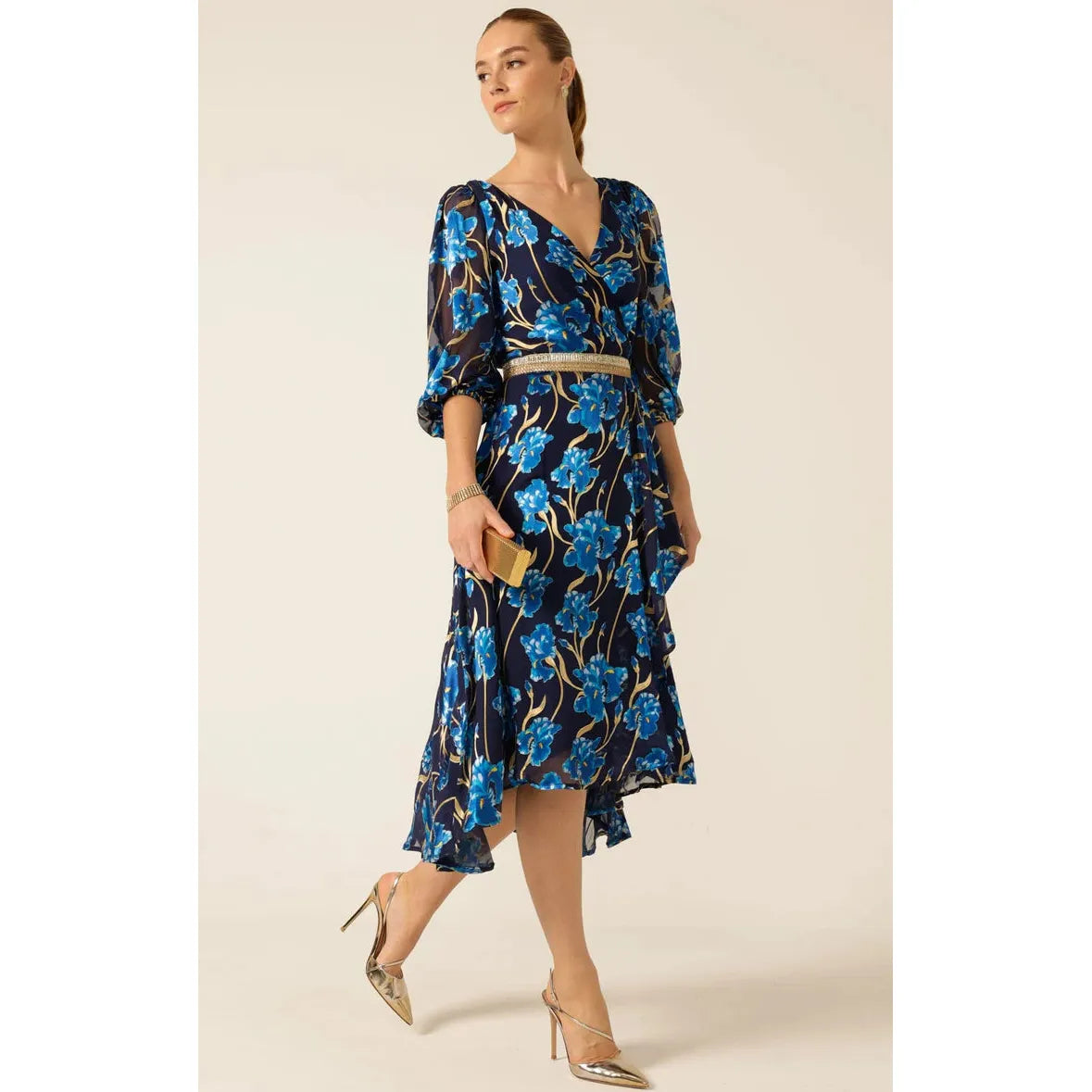Sacha Drake Linee Wrap Midi Dress - Blue Iris