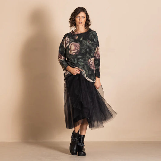 Megan Salmon Felt Knit Box Jumper - Old Roses