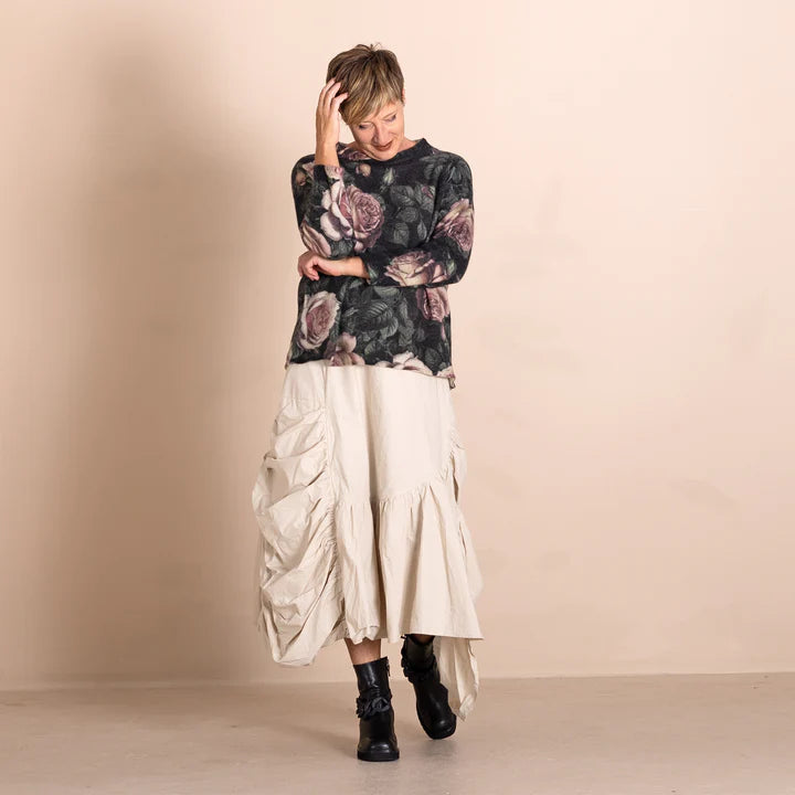 Megan Salmon Felt Knit Box Jumper - Old Roses