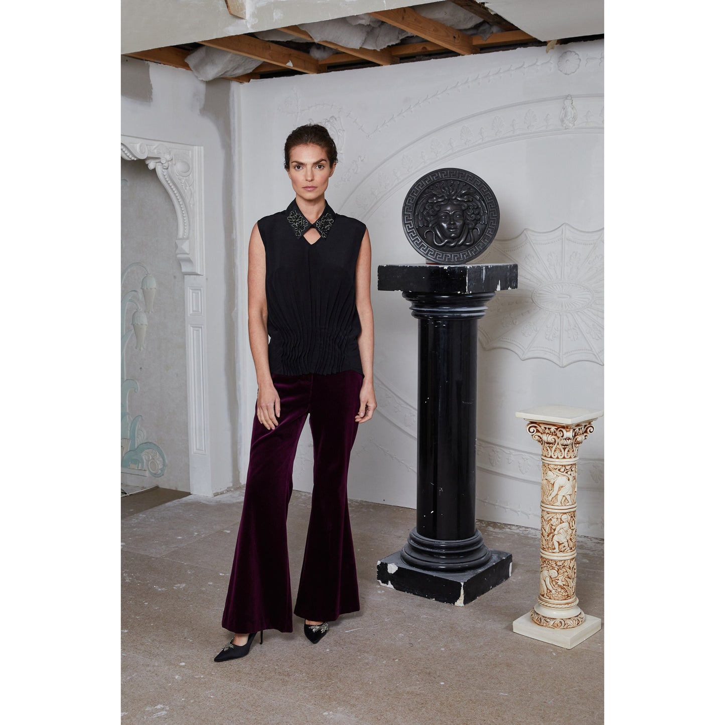 M.A Dainty Columns Top - Black