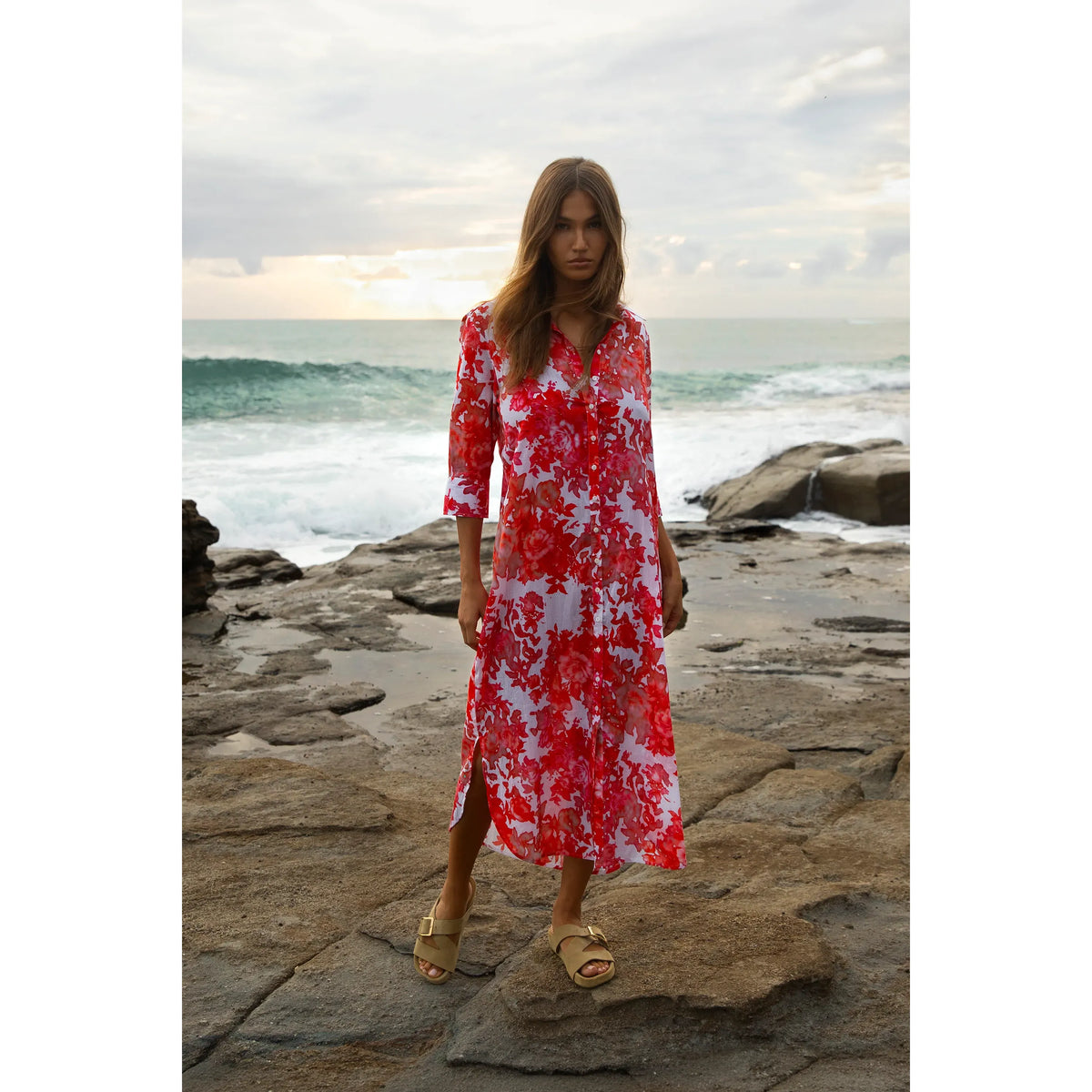 One Season Long Daisy Rose Blanc Cotton Dress - White