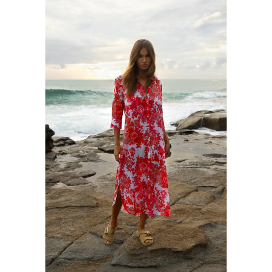 One Season Long Daisy Rose Blanc Cotton Dress - White