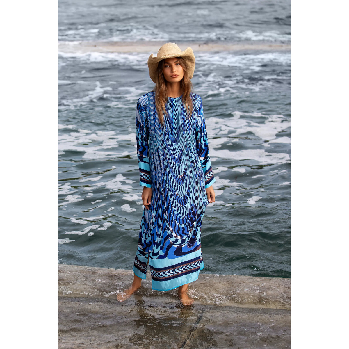 One Season Sienna Riviera Viscose Crepe Dress - Topaz