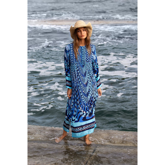 One Season Sienna Riviera Viscose Crepe Dress - Topaz