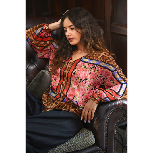 Curate A Fresh Take Blouse - Leopard Rose