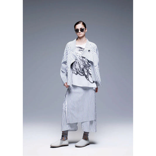 Moyuru Pants 651 - White/Grey Stripe