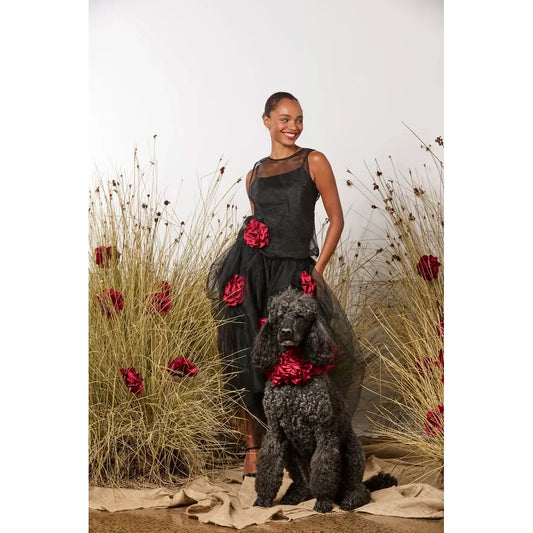 M.A Dainty Love at First Sight Top - Black with Red Roses