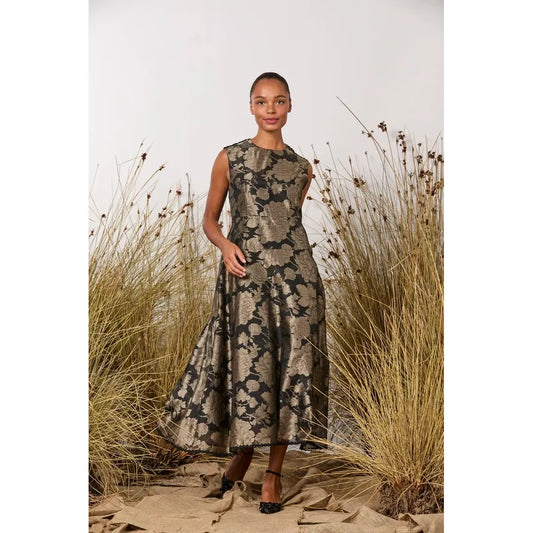 M.A Dainty Sofie Dress - Black/Bronze Floral