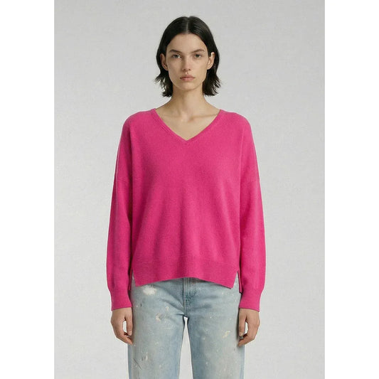 ALEGER Cashmere Blend V Neck 21 - Pink Flash