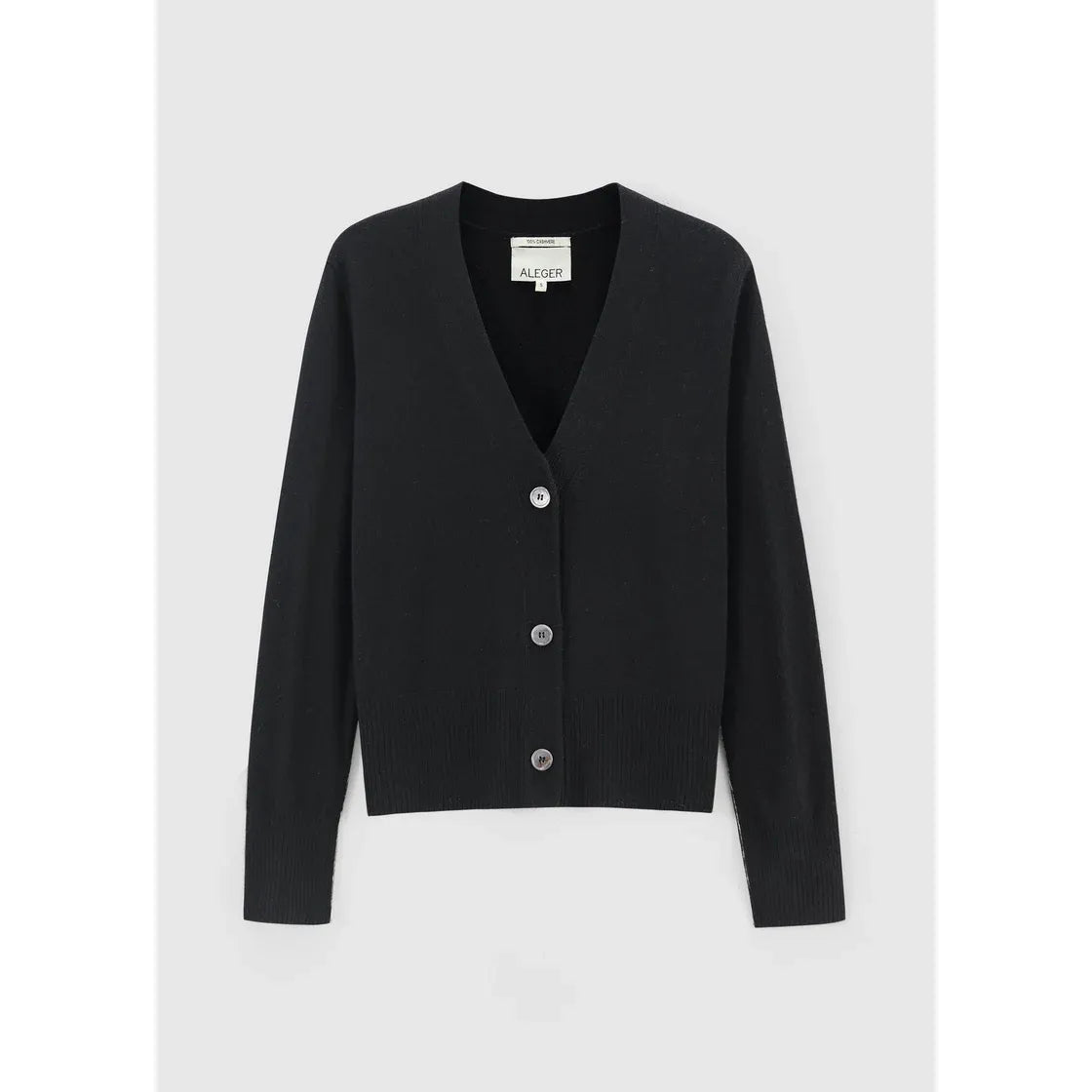 Aleger Cashmere Seam Detail Cardi 145 - Black