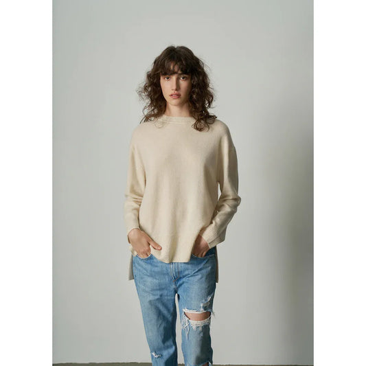 ALEGER Cashmere Oversized Long Line Crew 284 - Pearl Shell