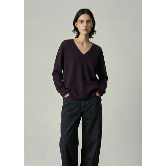 ALEGER Cashmere Gorgeous V Neck Knit 494 - Merlot