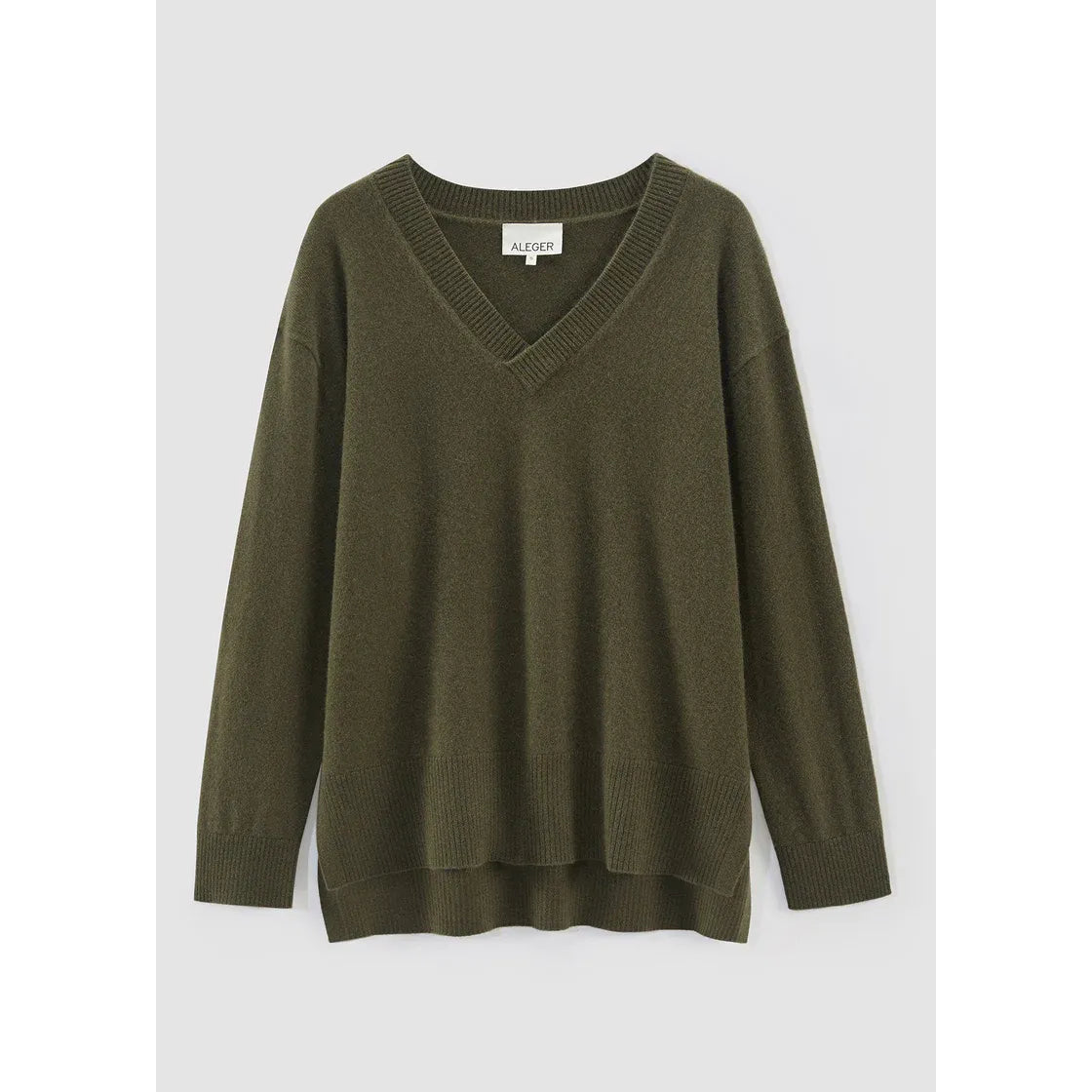 ALEGER Cashmere Gorgeous V Neck Knit 494 - Olive