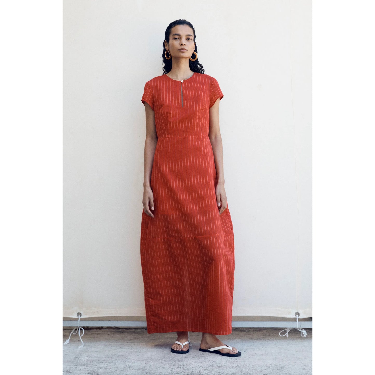 Foemina Sapphire Dress - Crimson Pinstripe