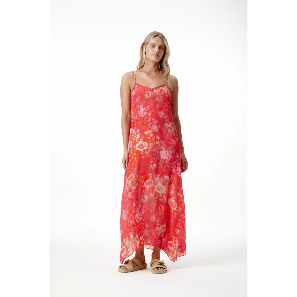 One Season Antoinette Viscose Slip Dress - Rose