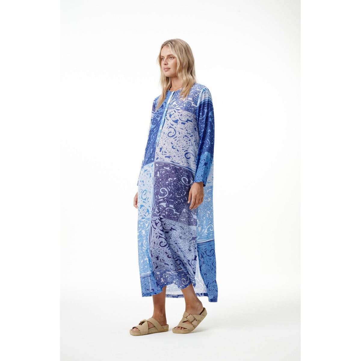 One Season Llew Maxi Mosaic Cotton Dress - Blue