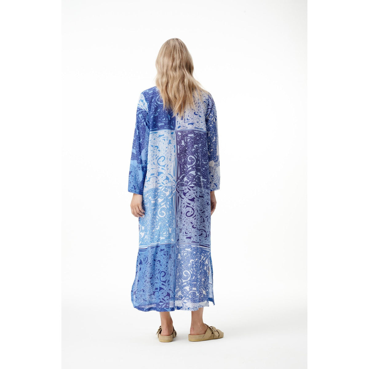 One Season Llew Maxi Mosaic Cotton Dress - Blue