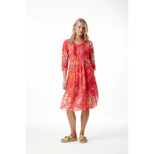 One Season Middy Poppy Rouge Cotton Dress - Rose