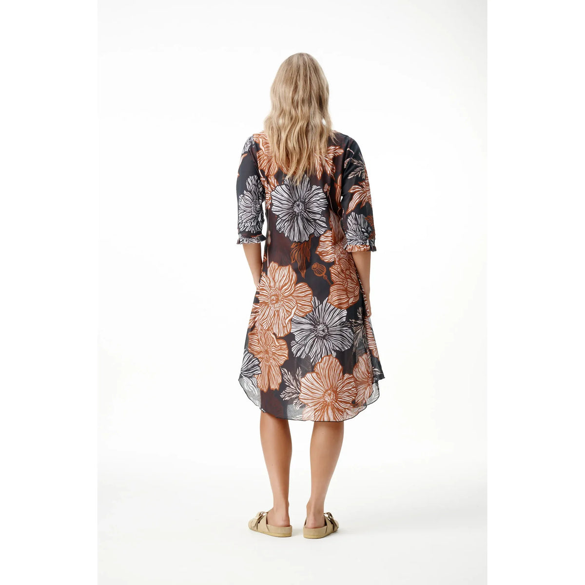 One Season Middy Poppy Desert Poppy Cotton Dress - Black/Tan