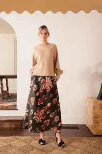 The Dreamer Label Lulu Ikat Skirt - Charcoal