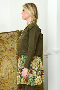 Curate One Stop Crop Jacket - Olive