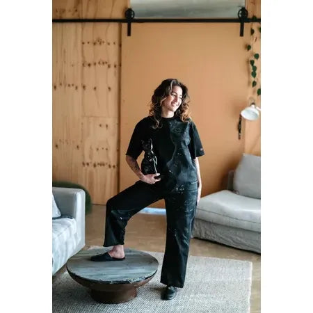 Circular By Maud Alice Dainty Black Patch Tee - The Black Cat