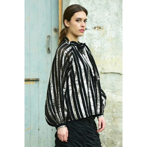 Coop Just Bow With It Blouse - Black/Silver