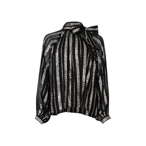 Coop Just Bow With It Blouse - Black/Silver