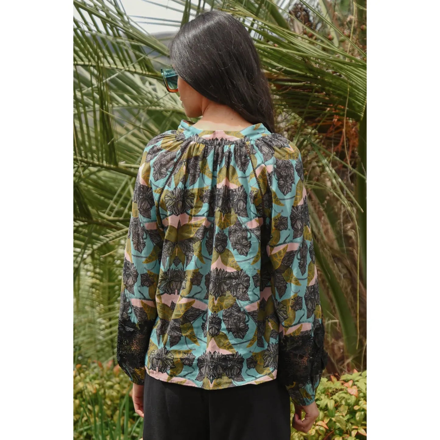 Coop Lace to The Top Blouse - Blue & Olive