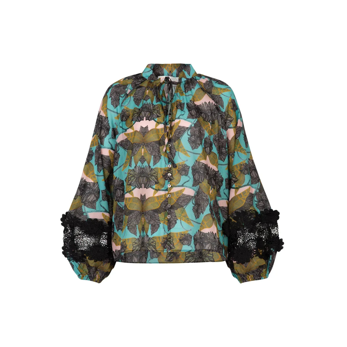 Coop Lace to The Top Blouse - Blue & Olive