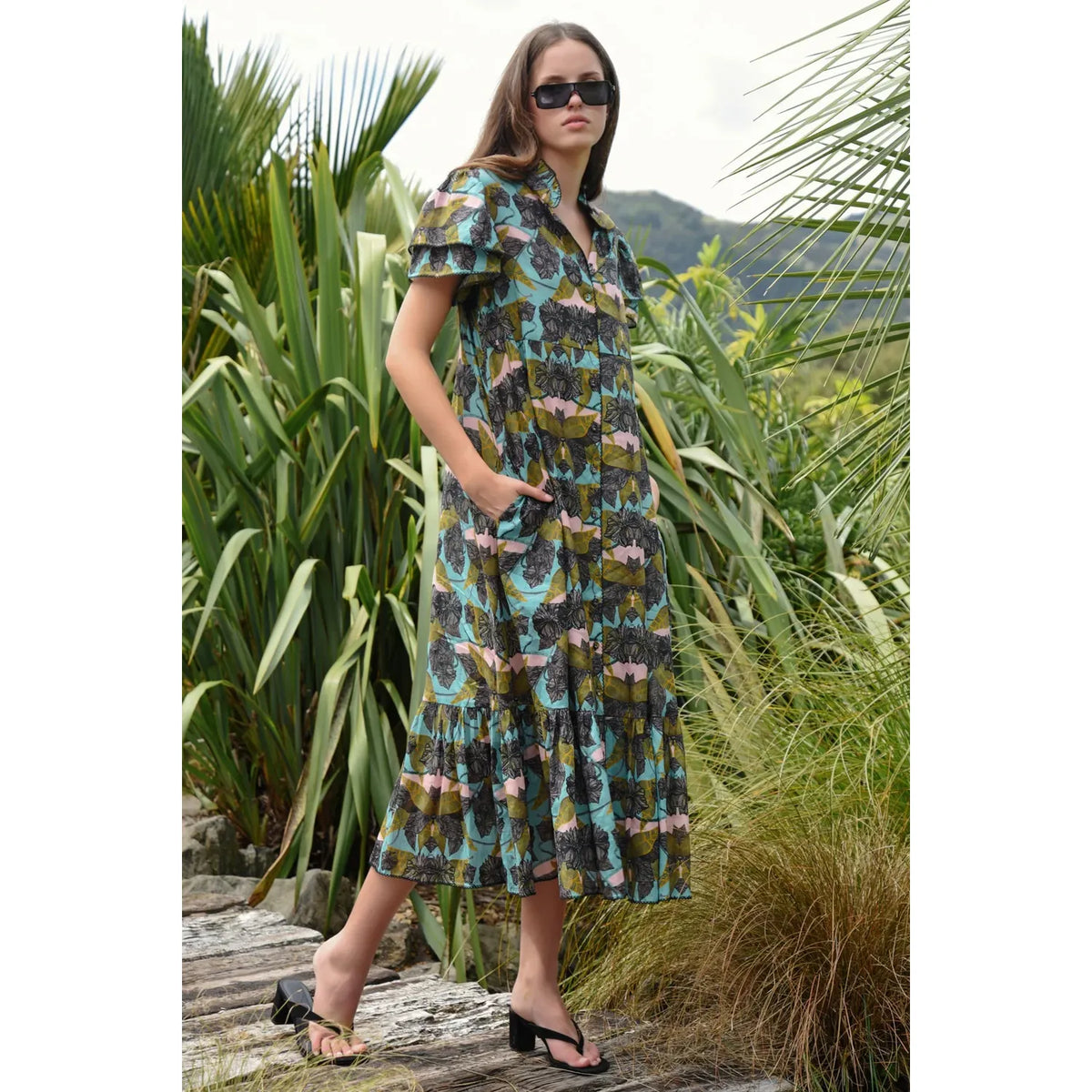 Coop New Leaf on Life Dress - Blue/Olive