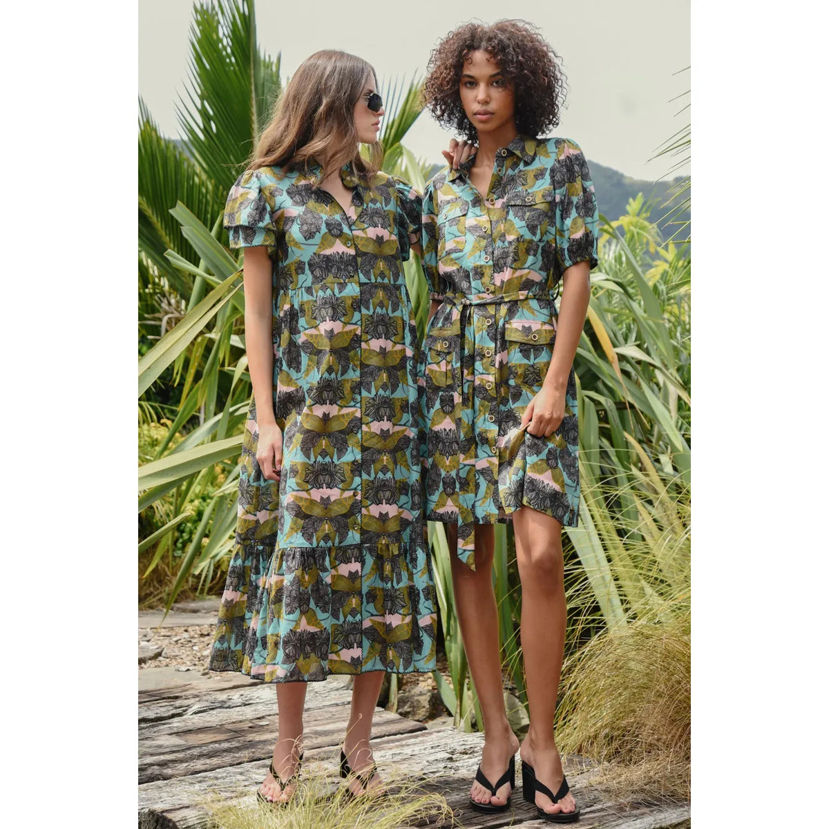 Coop New Leaf on Life Dress - Blue/Olive