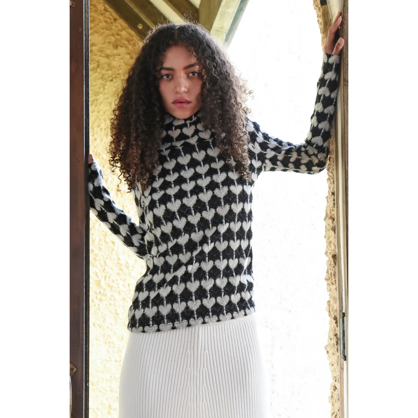 Coop Heart Work Top - Black/Cream
