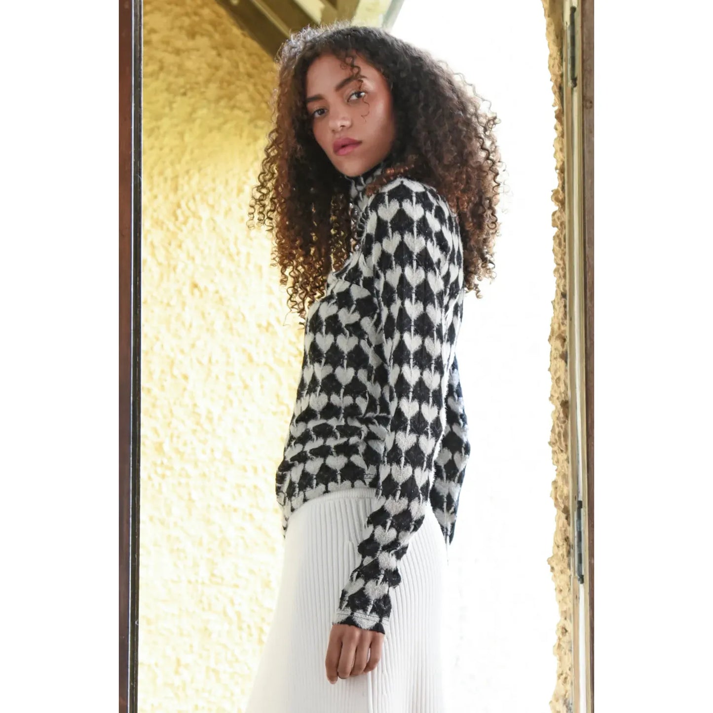 Coop Heart Work Top - Black/Cream