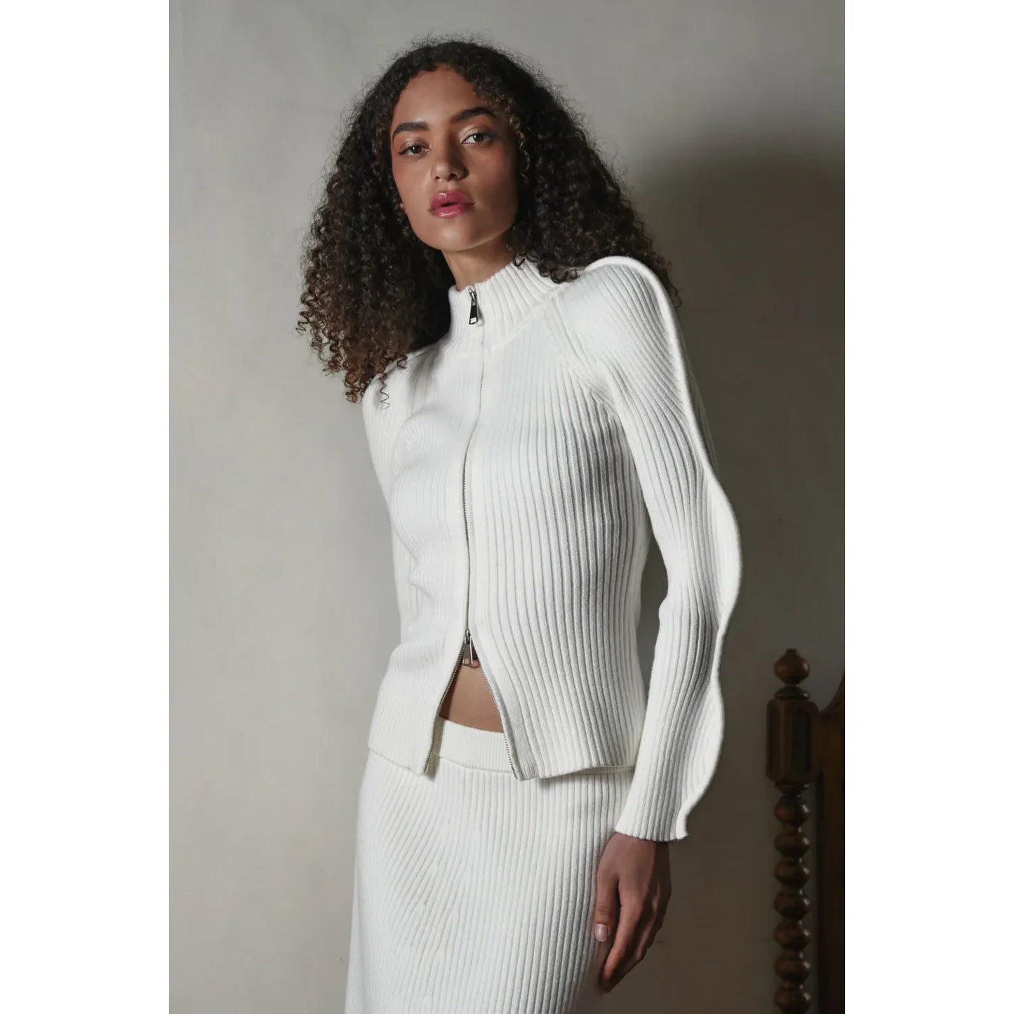 Coop Zip & Ripple Cardigan - Cream