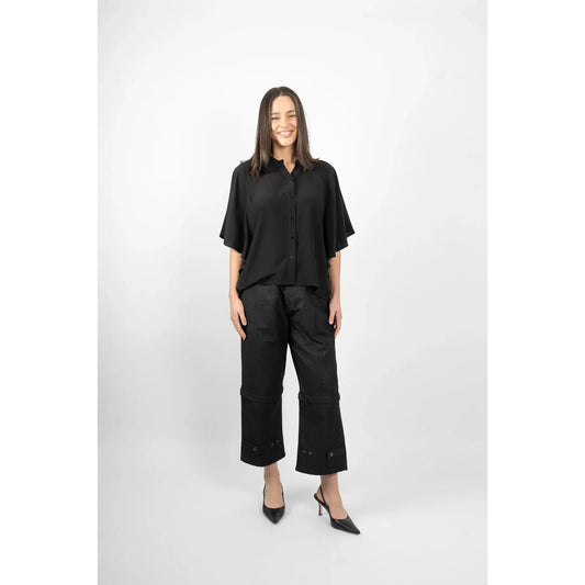 M.A Dainty Florrie Silk Top - Black