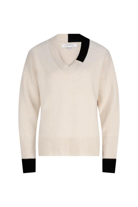 Caravan & Co Eddy Merino V-Neck Jumper - Ivory