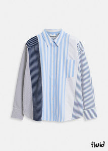 Essentiel Antwerp Hemix Patchwork Shirt - Aqua