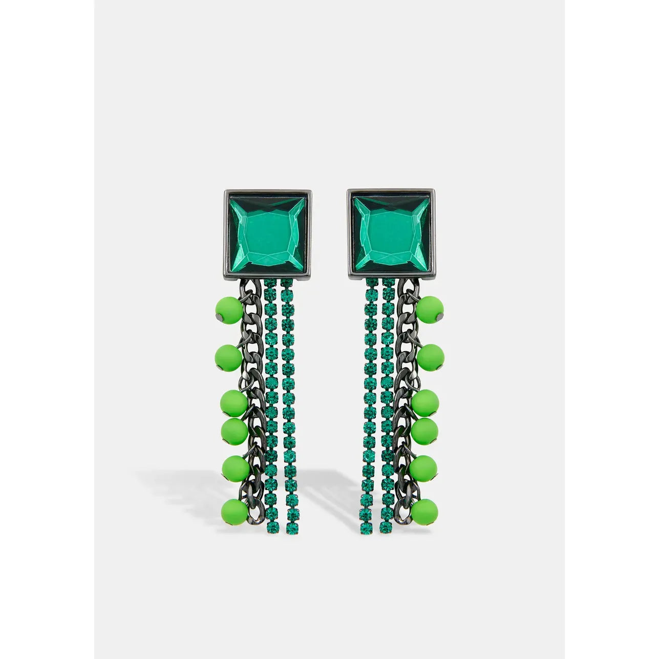 Essentiel Antwerp Jearry Rhinestone Earrings - Emerald