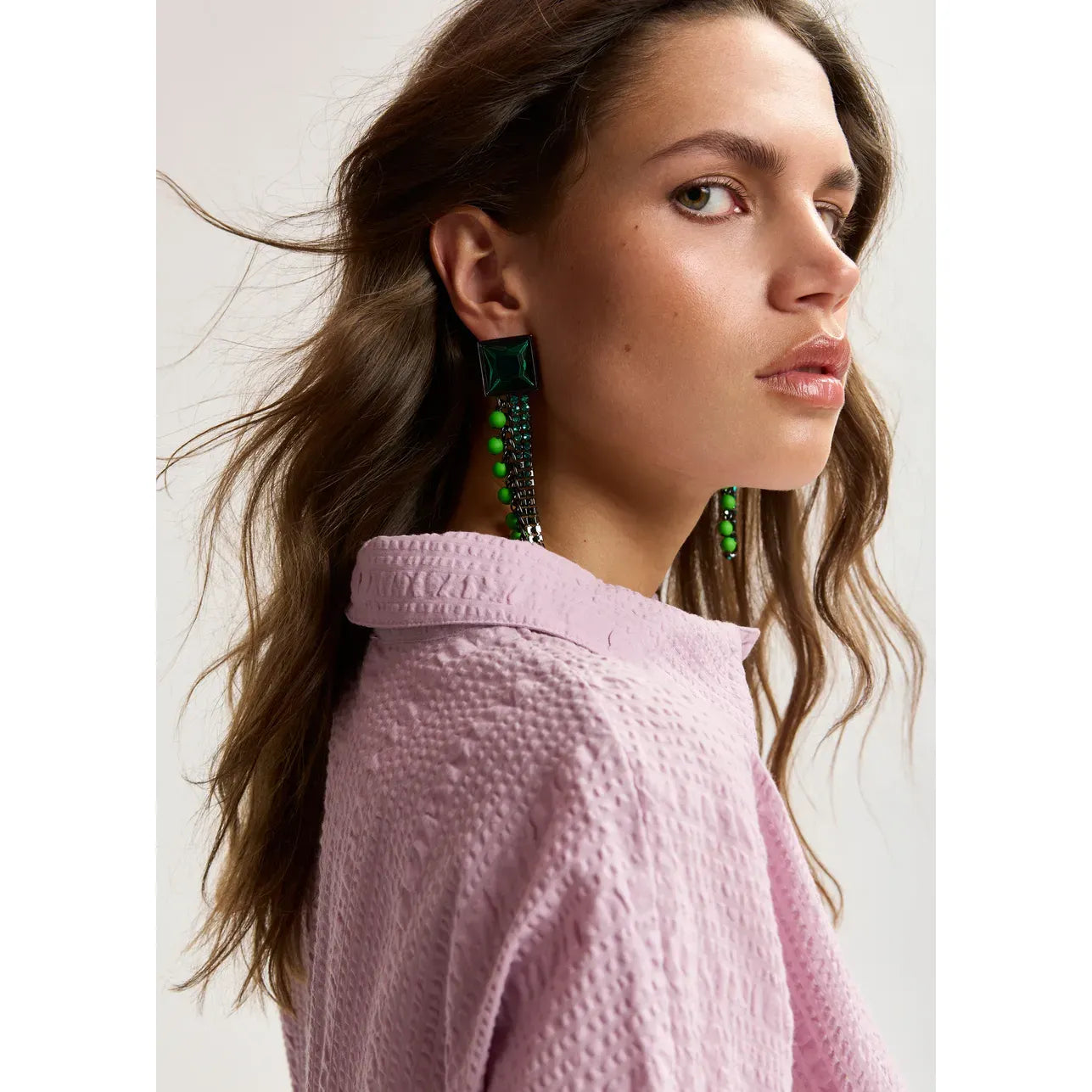 Essentiel Antwerp Jearry Rhinestone Earrings - Emerald