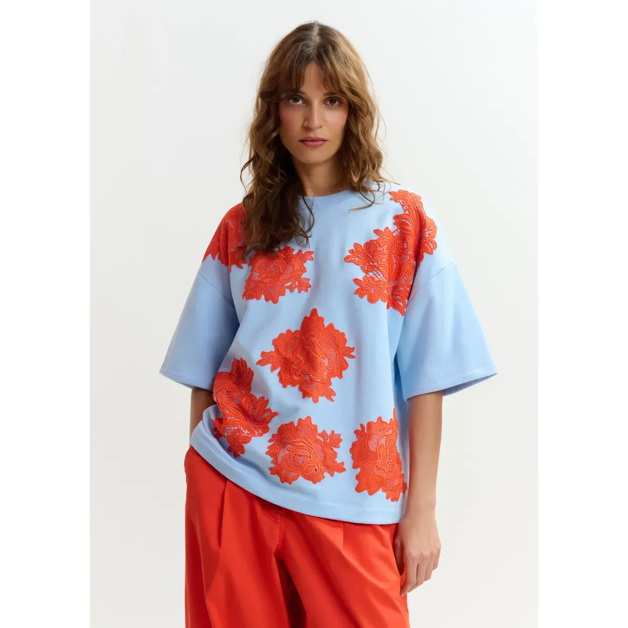 Essentiel Antwerp Jista Sweatshirt - Light Blue/Orange