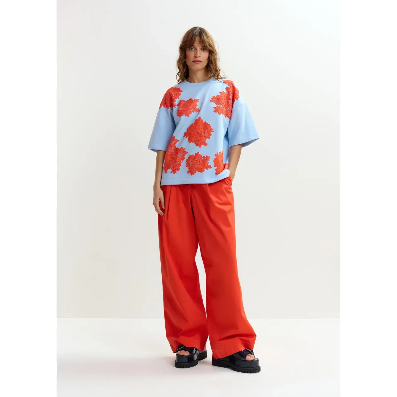 Essentiel Antwerp Jista Sweatshirt - Light Blue/Orange