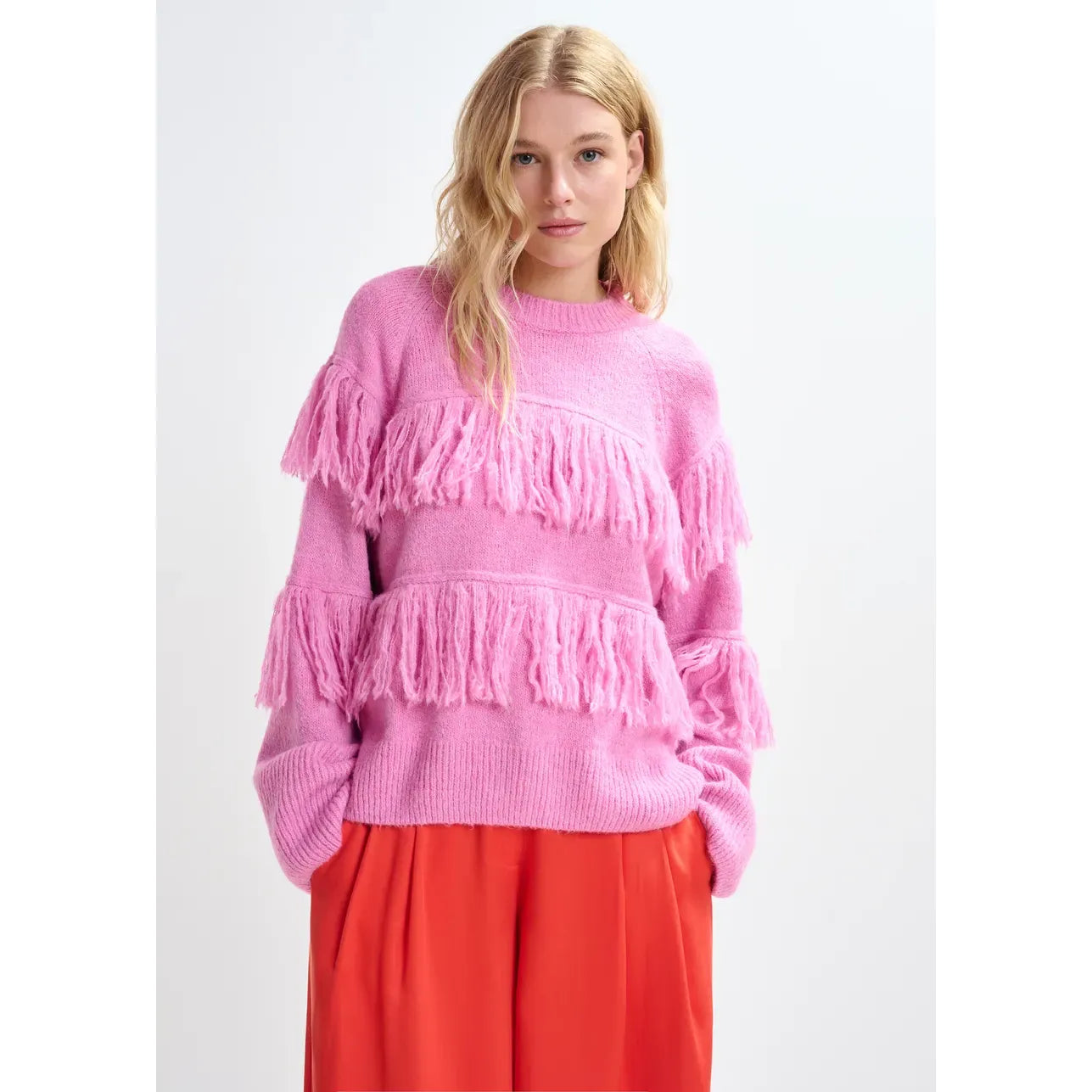 Essentiel Antwerp Johns Fringed Pullover - Pinky Sugar