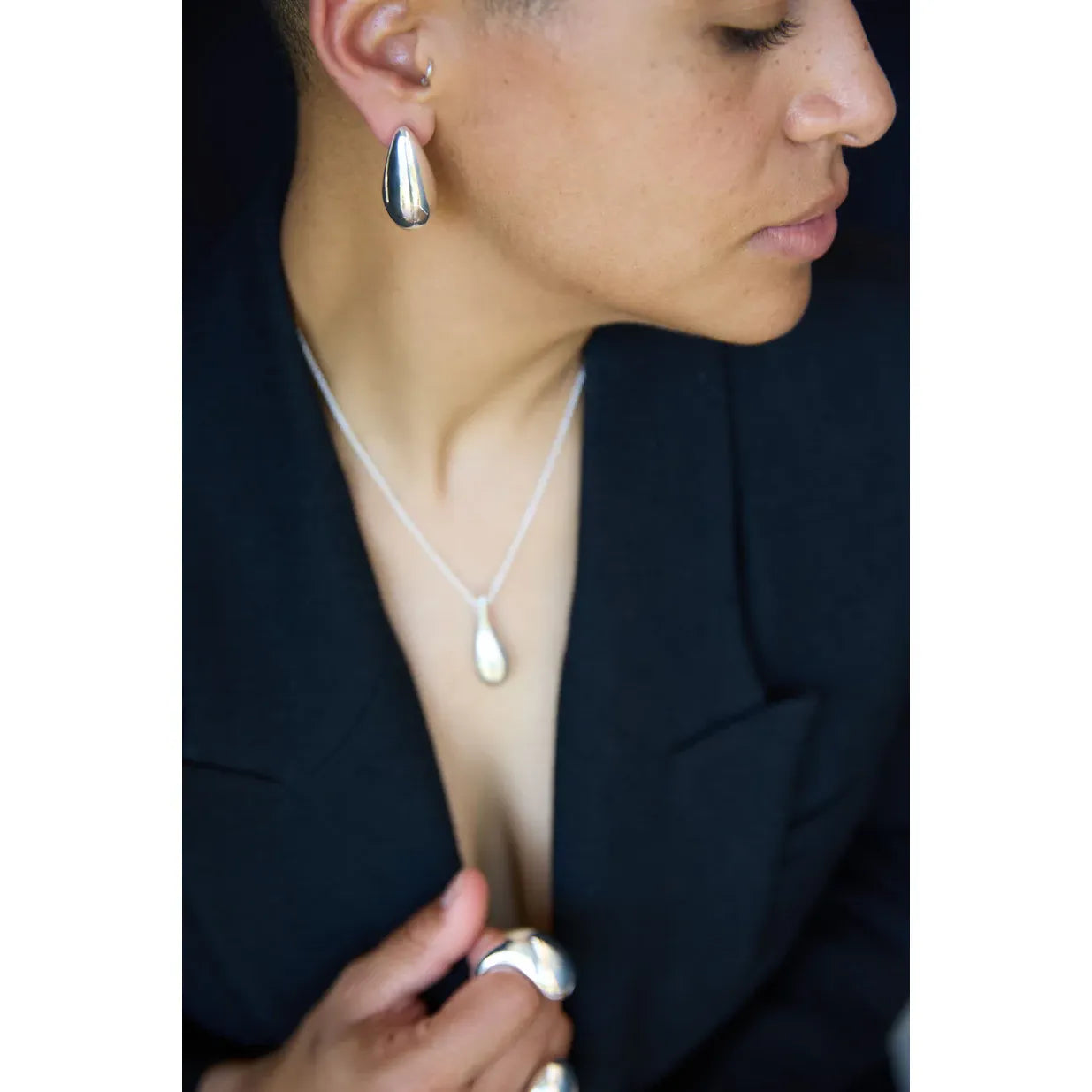 Jacquie Starr Hollow Form Tear Drop Earrings - Large